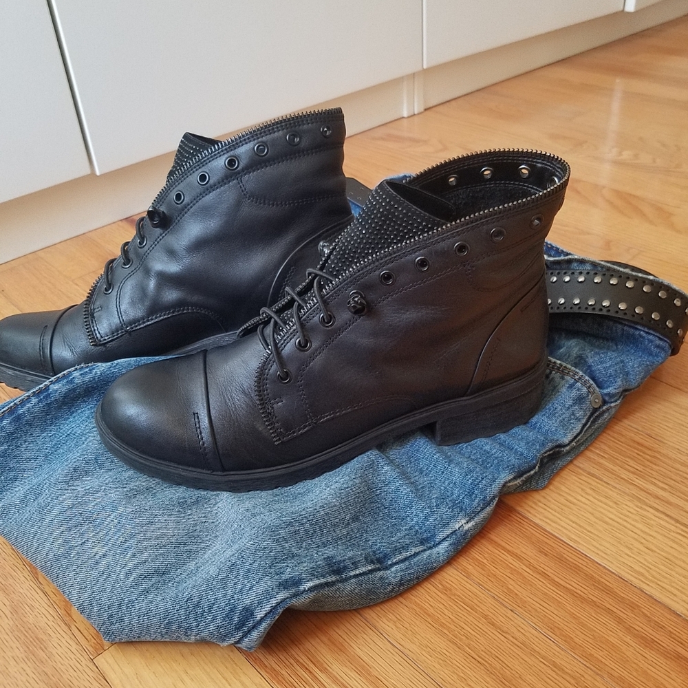 EUC Leather combat moto boots